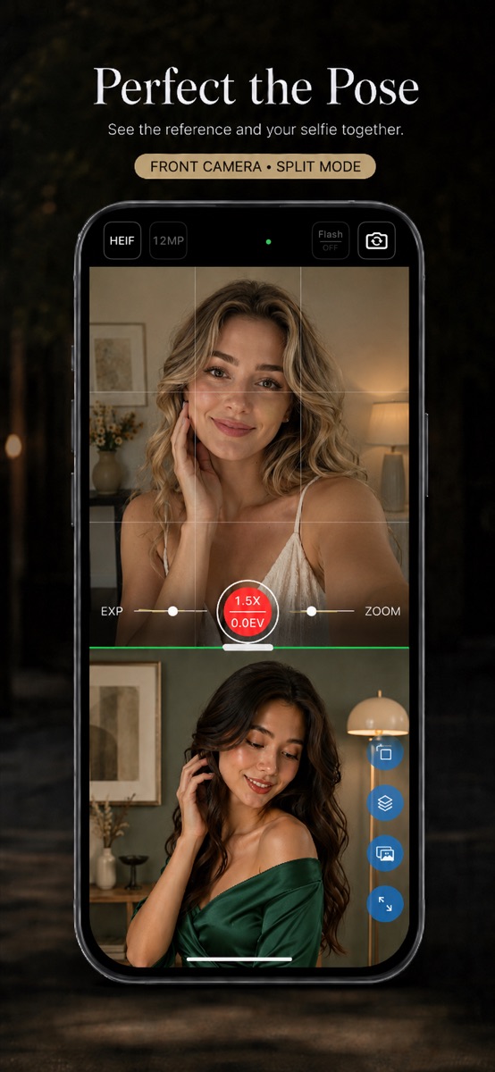 RefeCam front camera selfie composition.